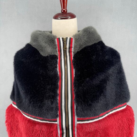 OF Handmade Alpaca Wool Blend Drop Shoulder Vest S Red Black Artsy Sustainable - Picture 7 of 15